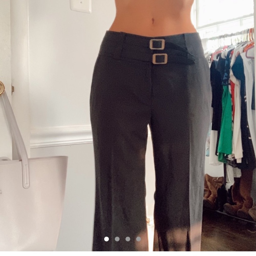 BLACK DOUBLE BUCKLE PANTS